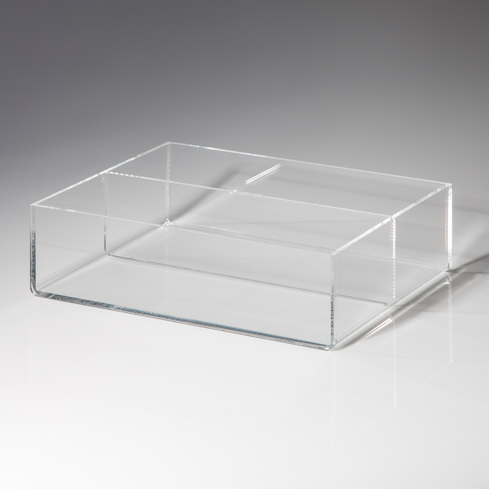 Schütte mit Fachteiler aus klarem Acrylglas