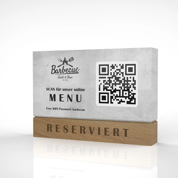 QR-Sign aus Holz & Beton