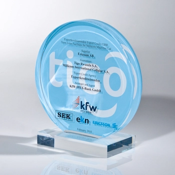 Acrylic tombstone made of clear acrylic glass „TIGO“