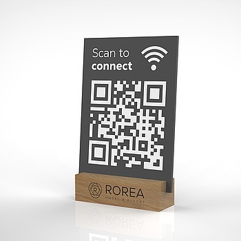 QR-Code Schild mit Holz Sockel & individuellem Druck