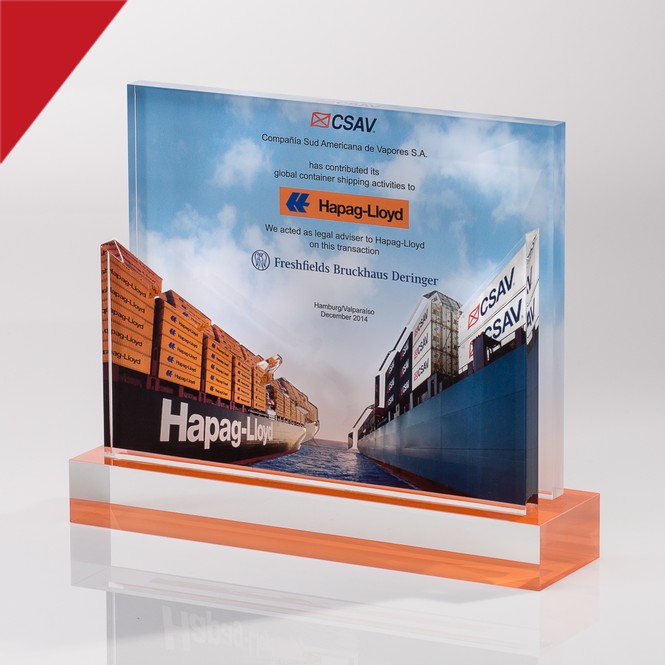 Tombstone aus Acrylglas / Plexiglas "Hapag Lloyd"
