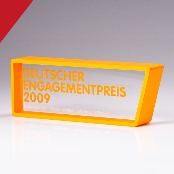 Award aus Acrylglas „Engagementpreis“
