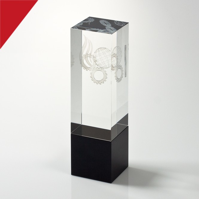 Glasblock mit 3D-Lasergravur innen liegend „gears“