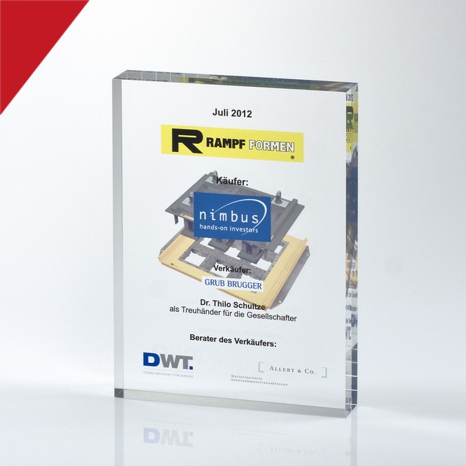 Tombstone made of clear acrylic glass with digital print „Rampf“